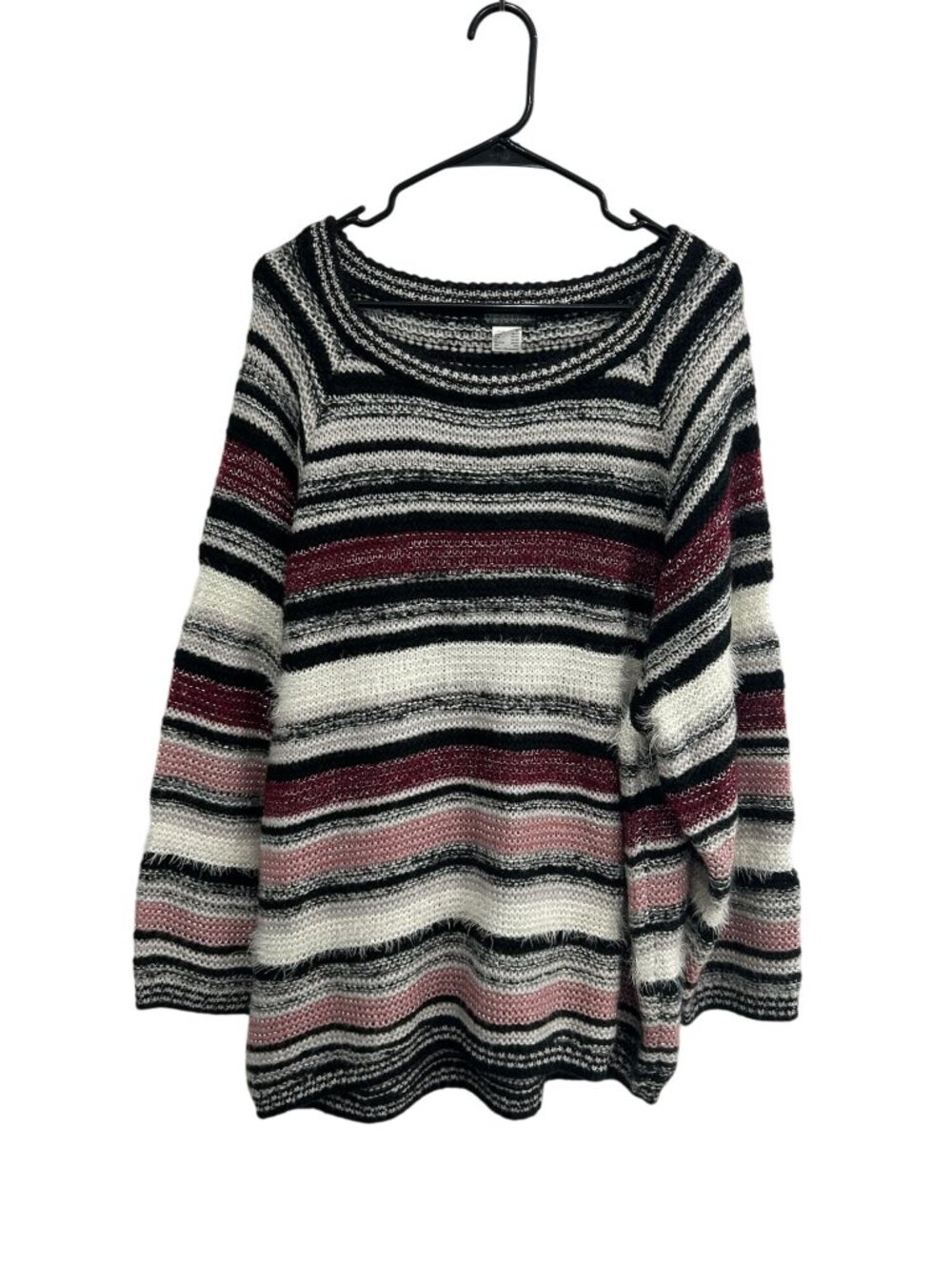 Venus XL Multicolor Striped Knit Sweater Long Sleeve Scoop Neck Retro Whimsical